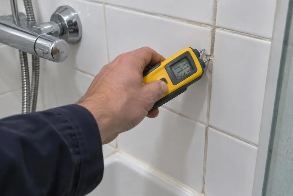 Lekdetectie Heiloo – vochtmeter op badkamertegels bij de douche