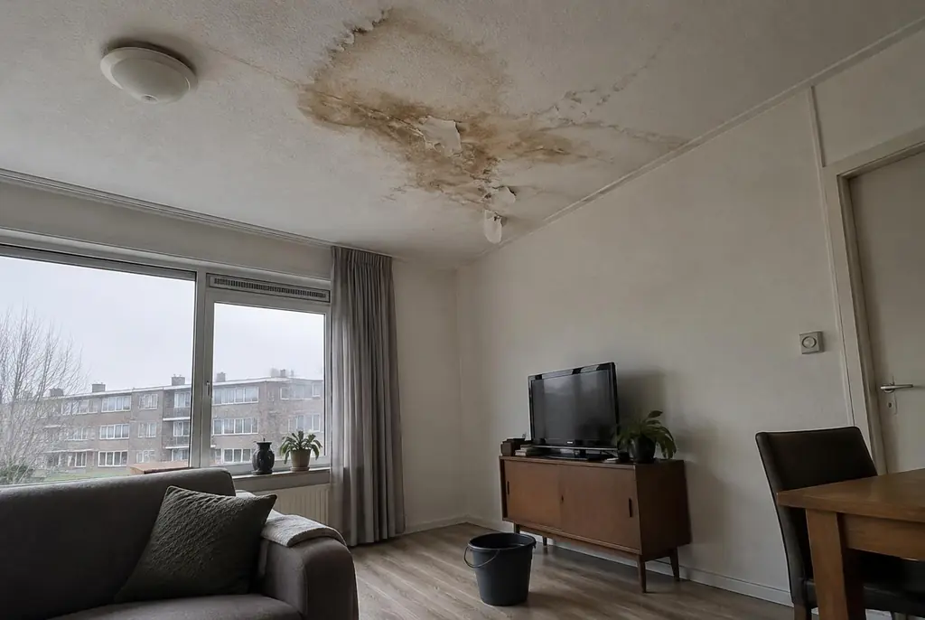 Lekdetectie Heiloo – vochtplek op het plafond onder een badkamer